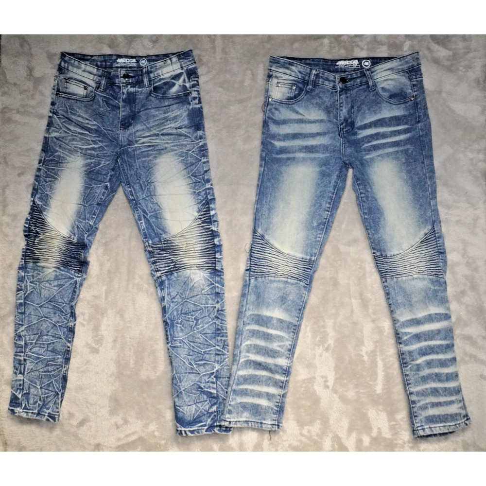 Mecca Stretch Fit Moto Jeans Bundle 2 Pairs Size 14 Blue Biker Style Denim